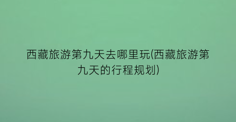 西藏旅游第九天去哪里玩(西藏旅游第九天的行程规划)