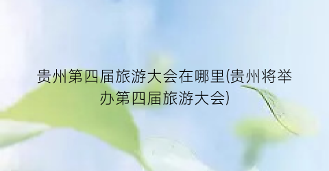 贵州第四届旅游大会在哪里(贵州将举办第四届旅游大会)