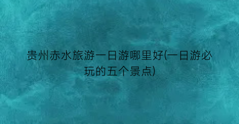 贵州赤水旅游一日游哪里好(一日游必玩的五个景点)