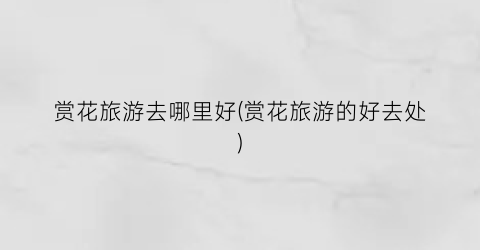 赏花旅游去哪里好(赏花旅游的好去处)