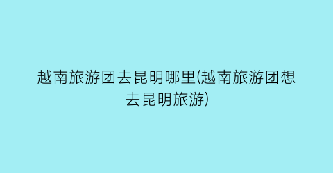 越南旅游团去昆明哪里(越南旅游团想去昆明旅游)