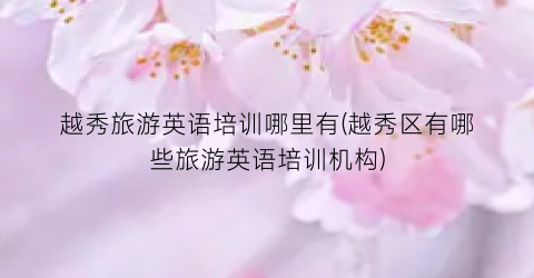 越秀旅游英语培训哪里有(越秀区有哪些旅游英语培训机构)