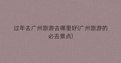 过年去广州旅游去哪里好(广州旅游的必去景点)