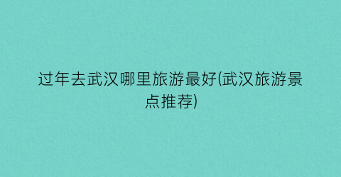 过年去武汉哪里旅游最好(武汉旅游景点推荐)