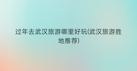 过年去武汉旅游哪里好玩(武汉旅游胜地推荐)