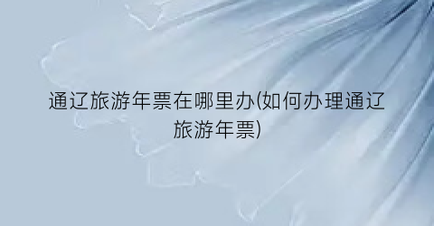 通辽旅游年票在哪里办(如何办理通辽旅游年票)