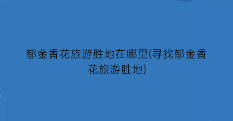 郁金香花旅游胜地在哪里(寻找郁金香花旅游胜地)
