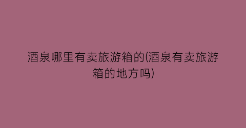 酒泉哪里有卖旅游箱的(酒泉有卖旅游箱的地方吗)