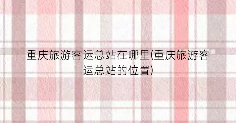 重庆旅游客运总站在哪里(重庆旅游客运总站的位置)