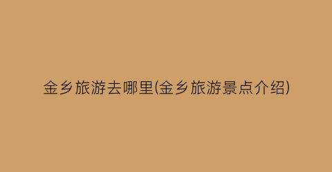 金乡旅游去哪里(金乡旅游景点介绍)