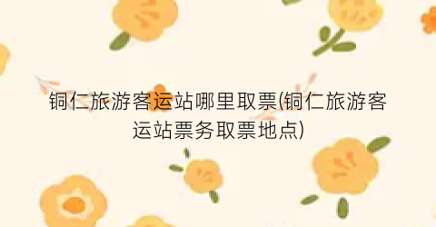 铜仁旅游客运站哪里取票(铜仁旅游客运站票务取票地点)