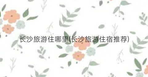 长沙旅游住哪里(长沙旅游住宿推荐)