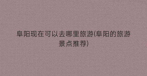 阜阳现在可以去哪里旅游(阜阳的旅游景点推荐)