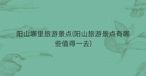 阳山哪里旅游景点(阳山旅游景点有哪些值得一去)
