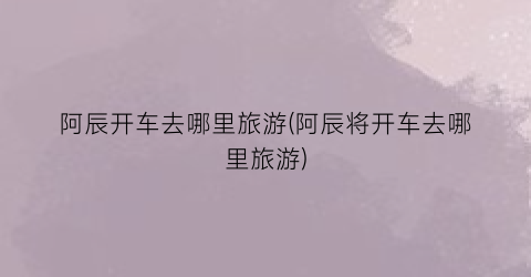 阿辰开车去哪里旅游(阿辰将开车去哪里旅游)