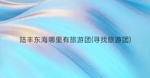 陆丰东海哪里有旅游团(寻找旅游团)