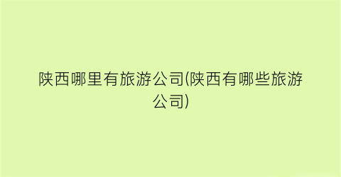 陕西哪里有旅游公司(陕西有哪些旅游公司)