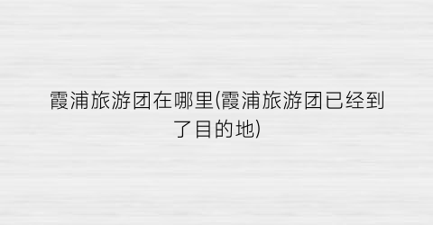 霞浦旅游团在哪里(霞浦旅游团已经到了目的地)