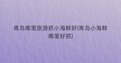 青岛哪里旅游抓小海鲜好(青岛小海鲜哪里好抓)