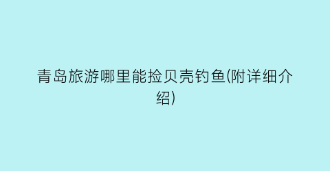青岛旅游哪里能捡贝壳钓鱼(附详细介绍)