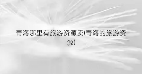 青海哪里有旅游资源卖(青海的旅游资源)