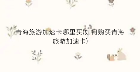 青海旅游加速卡哪里买(如何购买青海旅游加速卡)
