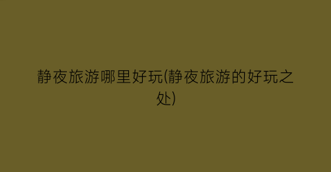 静夜旅游哪里好玩(静夜旅游的好玩之处)