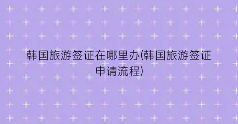 韩国旅游签证在哪里办(韩国旅游签证申请流程)