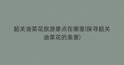 韶关油菜花旅游景点在哪里(探寻韶关油菜花的美景)