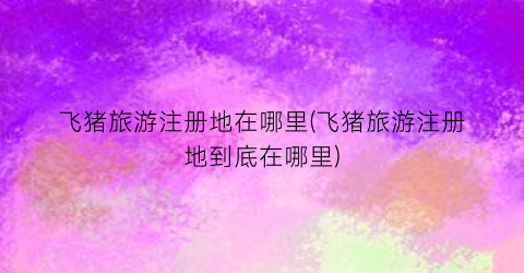 飞猪旅游注册地在哪里(飞猪旅游注册地到底在哪里)