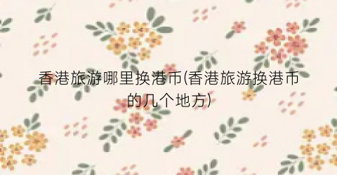 香港旅游哪里换港币(香港旅游换港币的几个地方)