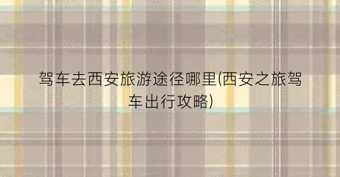 驾车去西安旅游途径哪里(西安之旅驾车出行攻略)