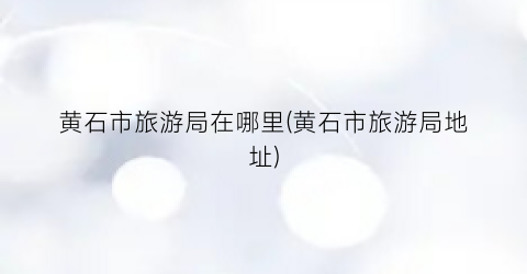 黄石市旅游局在哪里(黄石市旅游局地址)