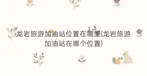 龙岩旅游加油站位置在哪里(龙岩旅游加油站在哪个位置)