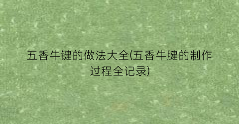 五香牛键的做法大全(五香牛腱的制作过程全记录)