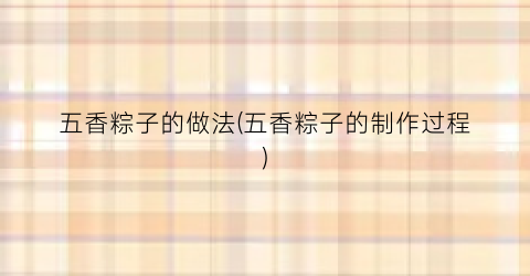 五香粽子的做法(五香粽子的制作过程)