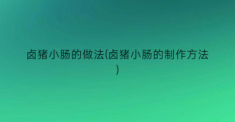 卤猪小肠的做法(卤猪小肠的制作方法)