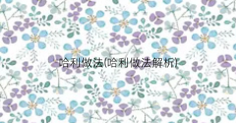 哈利做法(哈利做法解析)