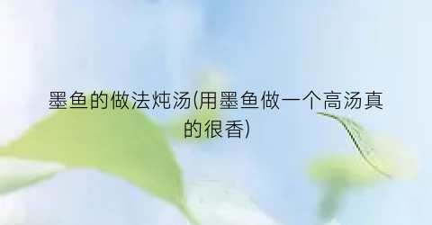 墨鱼的做法炖汤(用墨鱼做一个高汤真的很香)