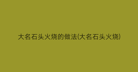 大名石头火烧的做法(大名石头火烧)