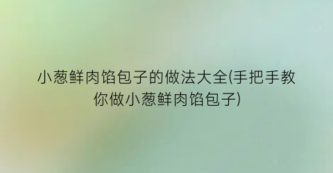 小葱鲜肉馅包子的做法大全(手把手教你做小葱鲜肉馅包子)