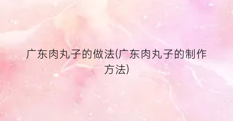 广东肉丸子的做法(广东肉丸子的制作方法)