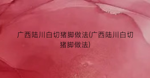 广西陆川白切猪脚做法(广西陆川白切猪脚做法)