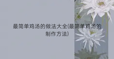 “最简单鸡汤的做法大全(最简单鸡汤的制作方法)