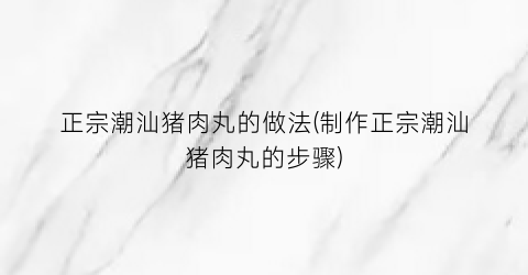 正宗潮汕猪肉丸的做法(制作正宗潮汕猪肉丸的步骤)
