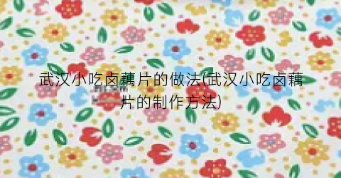 武汉小吃卤藕片的做法(武汉小吃卤藕片的制作方法)