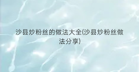沙县炒粉丝的做法大全(沙县炒粉丝做法分享)