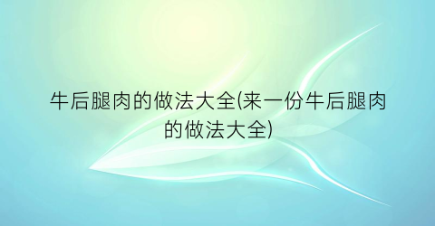 牛后腿肉的做法大全(来一份牛后腿肉的做法大全)