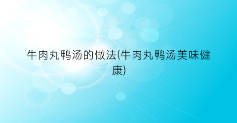 牛肉丸鸭汤的做法(牛肉丸鸭汤美味健康)