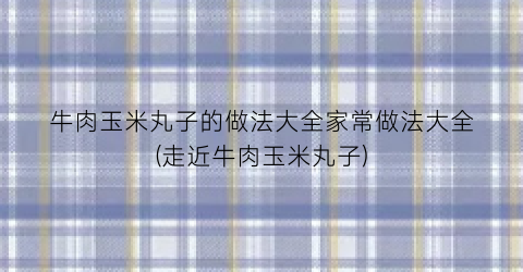 牛肉玉米丸子的做法大全家常做法大全(走近牛肉玉米丸子)